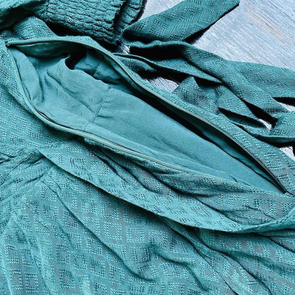 Anthropologie Maeve Faux Wrap Midi Dress Womens 6 Green Short Sleeve Modest Boho - Picture 12 of 16